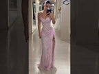 Luxury Pink Saudi Arabic Lace Embroidery Evening Dress CLA73373