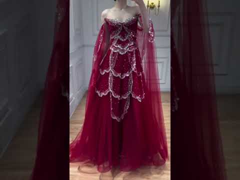 Luxury Arabic Sage Green Beaded A-Line Evening Dress with Cape CLA72605A