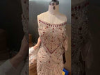 Luxury Beaded Evening Dress Puff Sleeves Pearl Adorned CLA72903