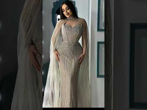 Luxury Dubai Caramel Beaded Evening Dress With Cape CLA72811C